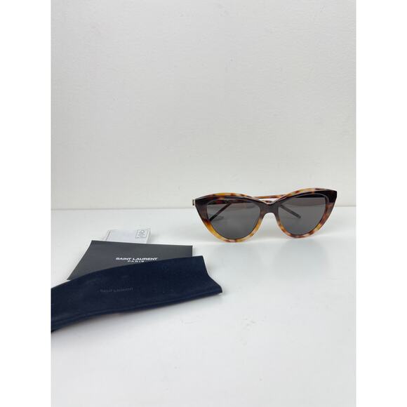 YSL Saint Laurent Eyewear Sunglasses Cat Eye SL M81 Dark Tortoise Grey NEW - Picture 3 of 9
